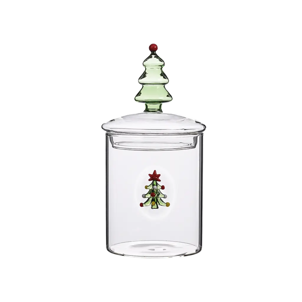 Boîte en verre de Noël figurine Sapin de Noël