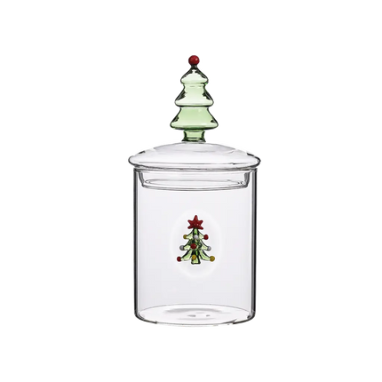 Boîte en verre de Noël figurine Sapin de Noël