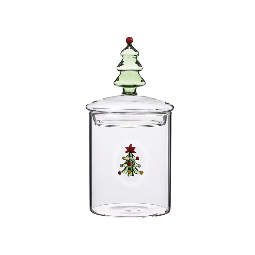 Boîte en verre de Noël figurine Sapin de Noël