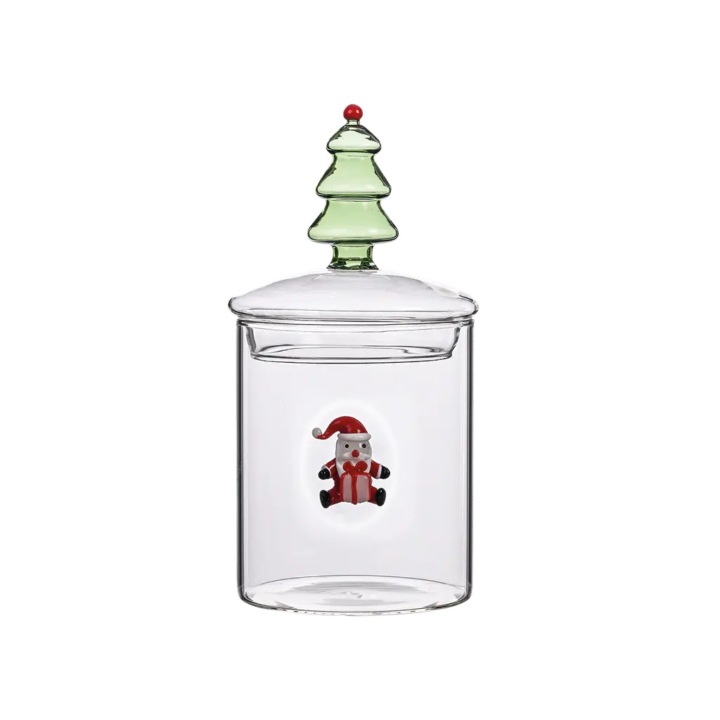 Boîte en verre de Noël figurine Père Noël