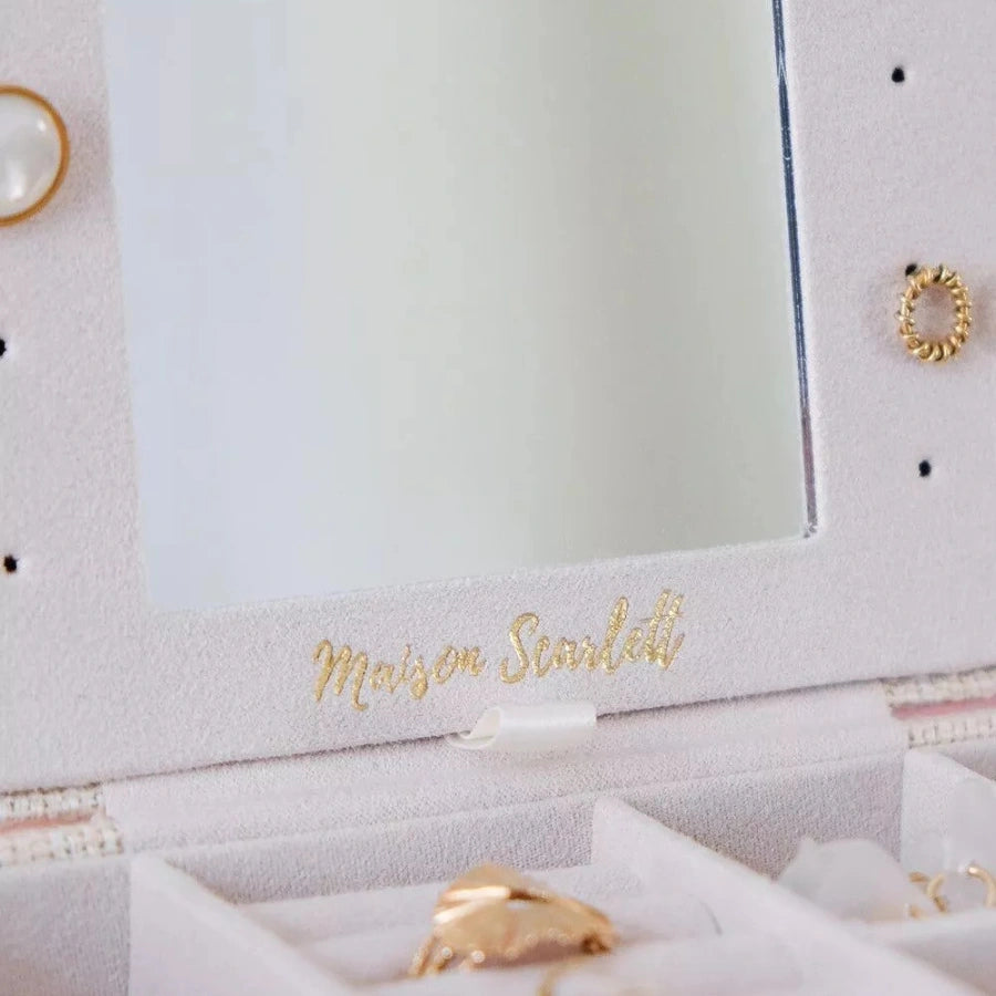 boite a bijoux en lin beige