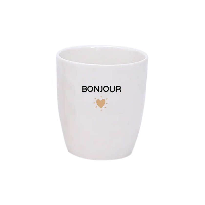 Tasse message bonjour coeur doré