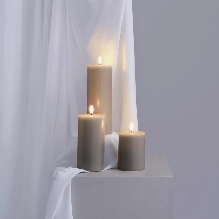 bougie led pillar gris