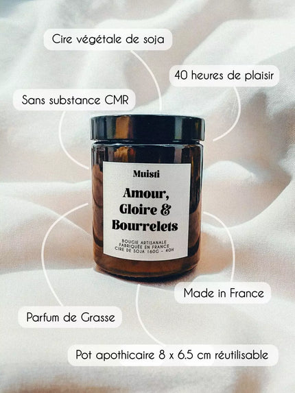 Bougies amour, gloire et bourlets