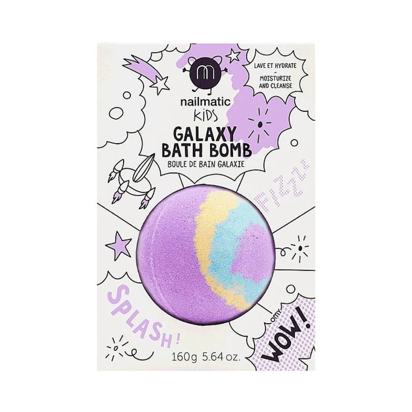 boule de bain galaxy violet jaune bleu