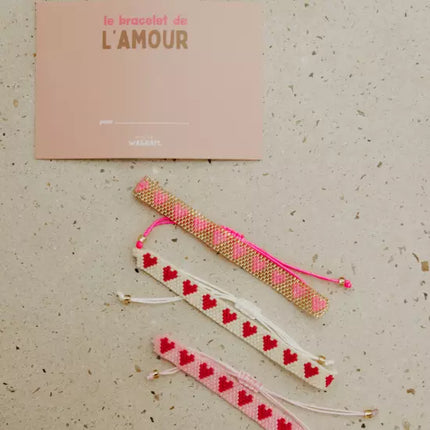 Bracelet de perle réglable blanc et rouge
