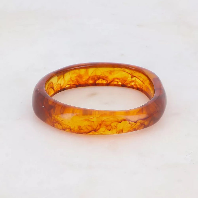 bracelet jonc resine coloree marron