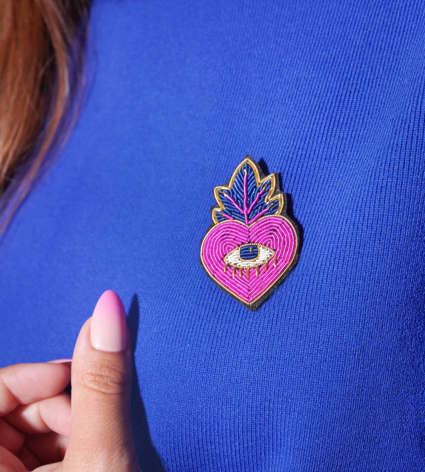 Broche Ex Voto Pink - Broderie Fait Main Cannetille
