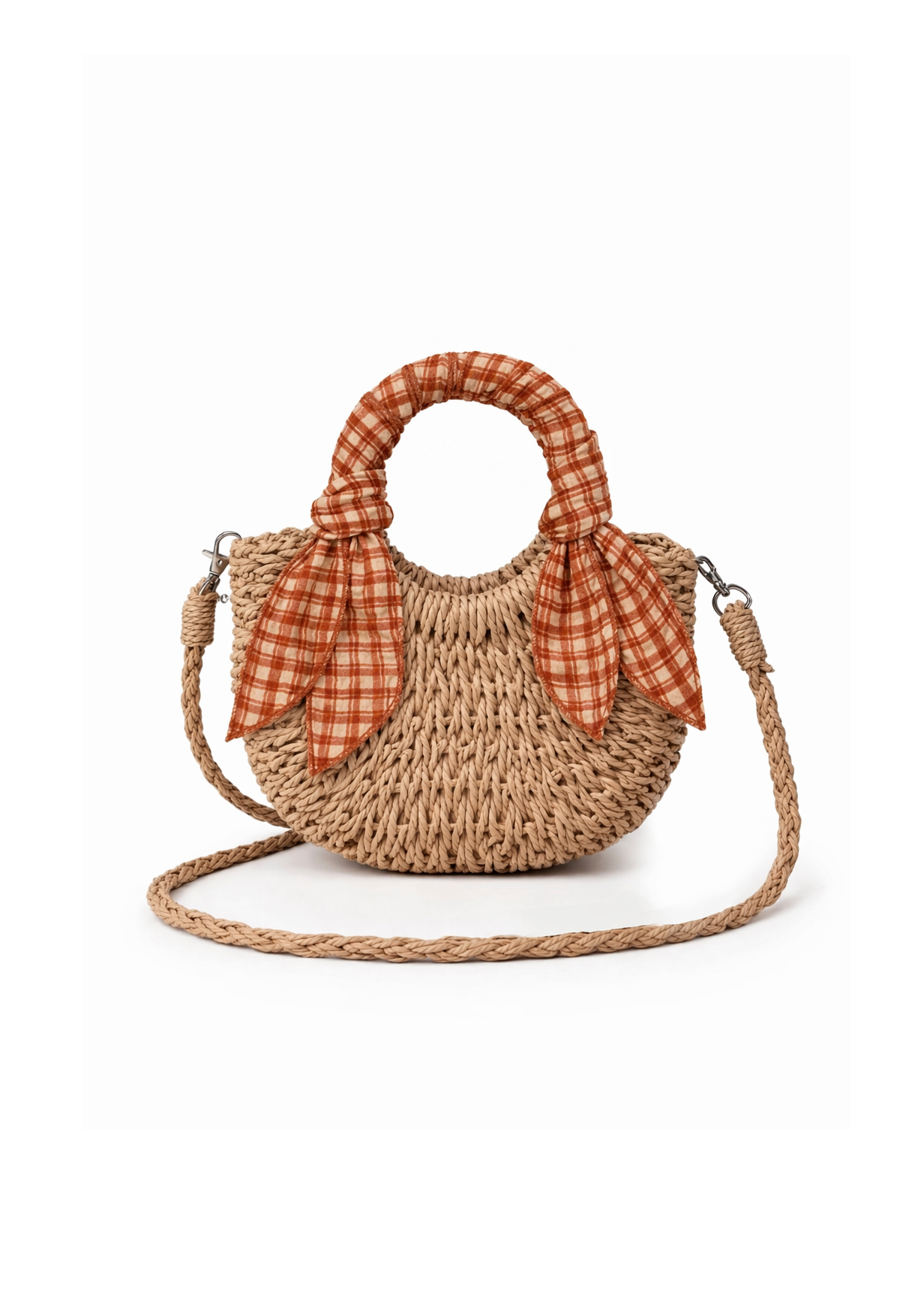 Mini sac en paille - carreaux miel
