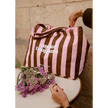 Sac cabas rayures marron rose amour toujours