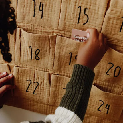 Calendrier de l'Avent en gaze de coton camel