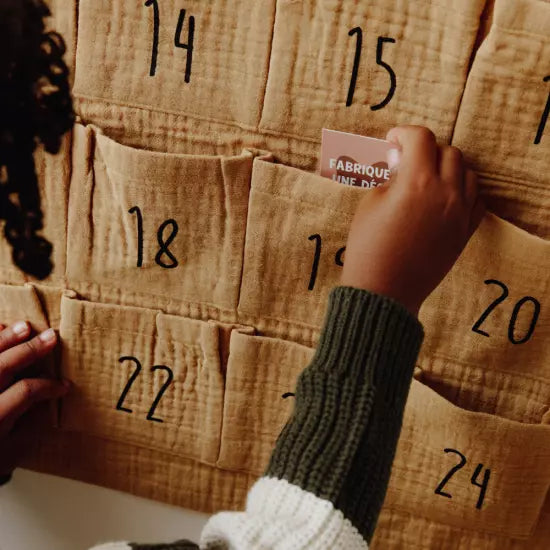 Calendrier de l'Avent en gaze de coton camel