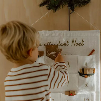 Calendrier de l'Avent en gaze de coton écru