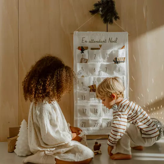 Calendrier de l'Avent en gaze de coton écru