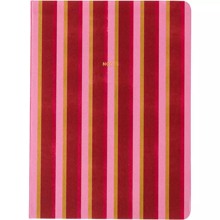 carnet rayures rose rouge et vert