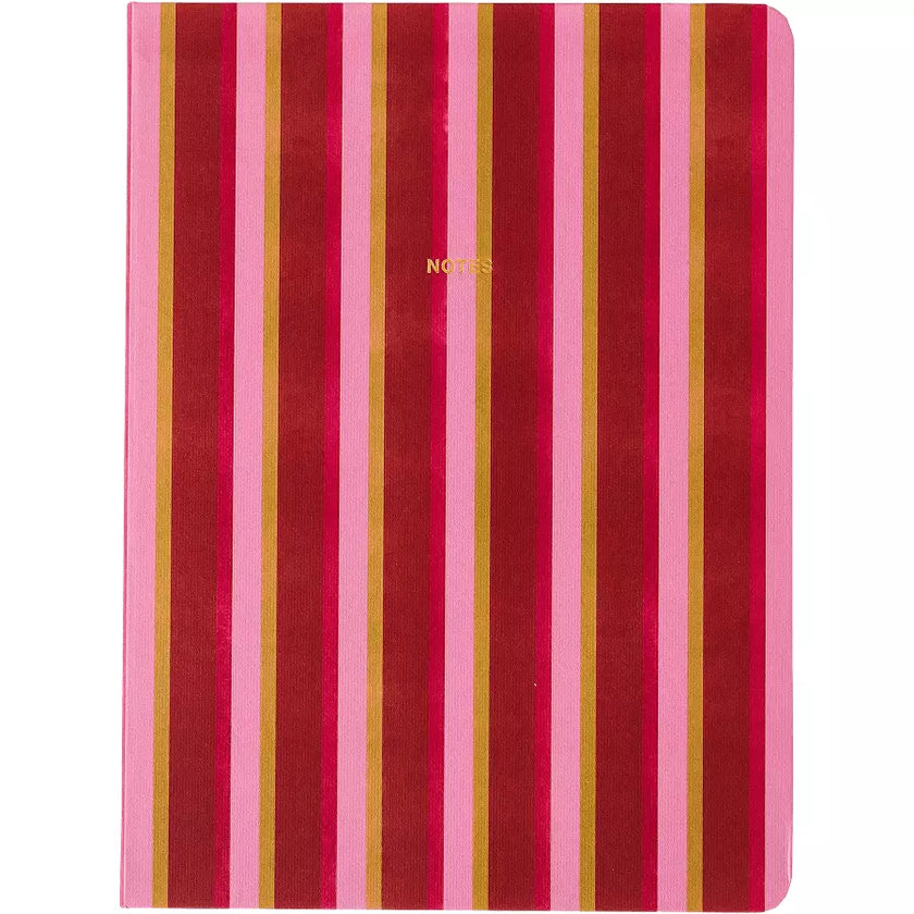 carnet rayures rose rouge et vert