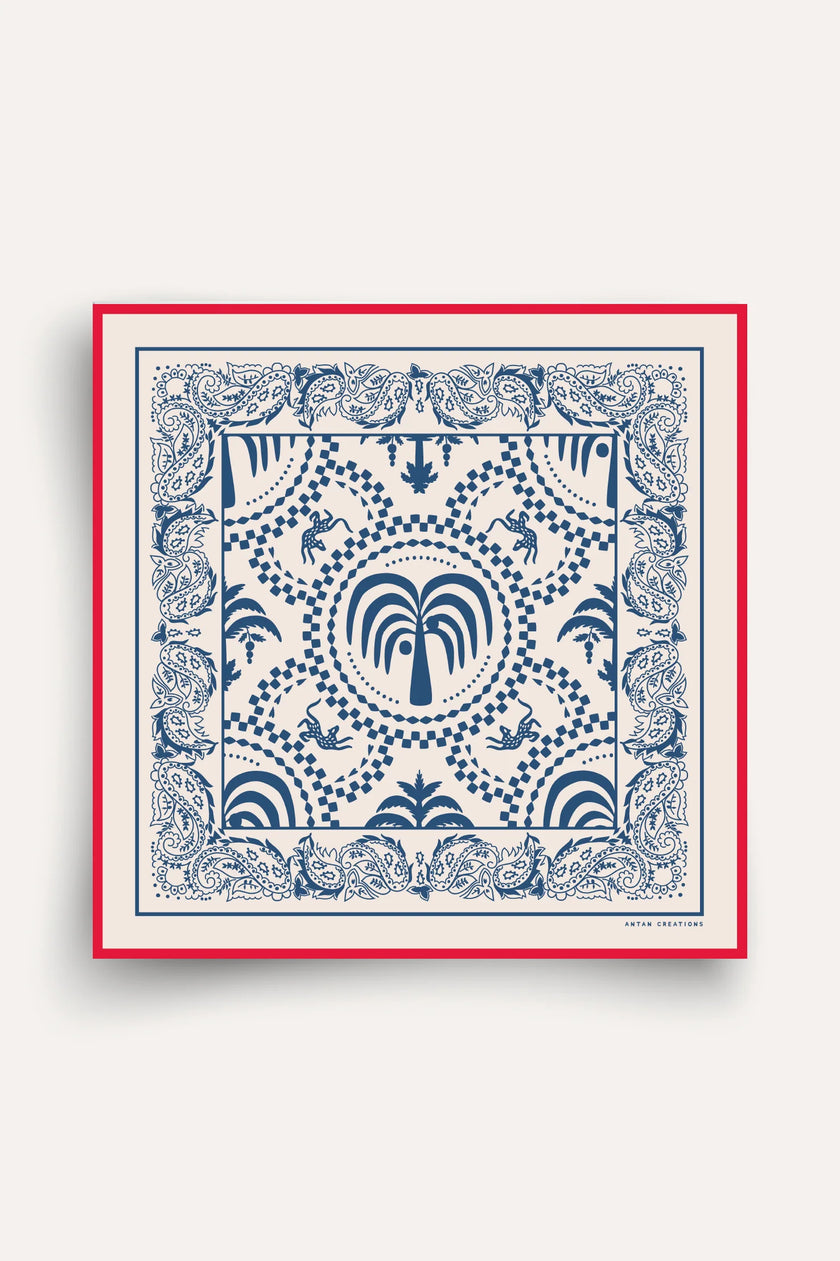 Foulard palmeraie gardenia Antan arré en coton