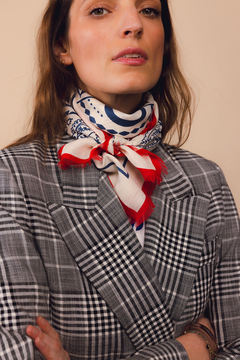 Foulard palmeraie gardenia Antan arré en coton