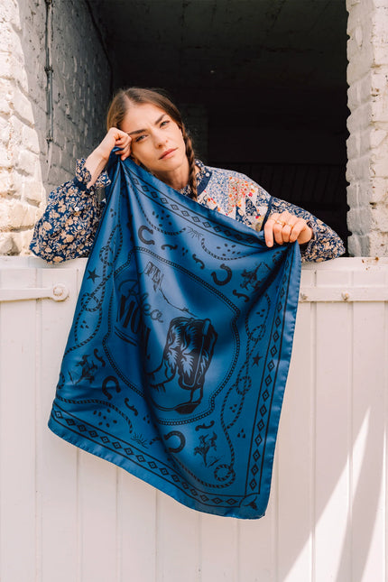 Foulard Antan collection Rodeo Motel bleu 
