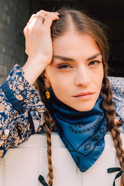 Foulard Antan collection Rodeo Motel bleu 
