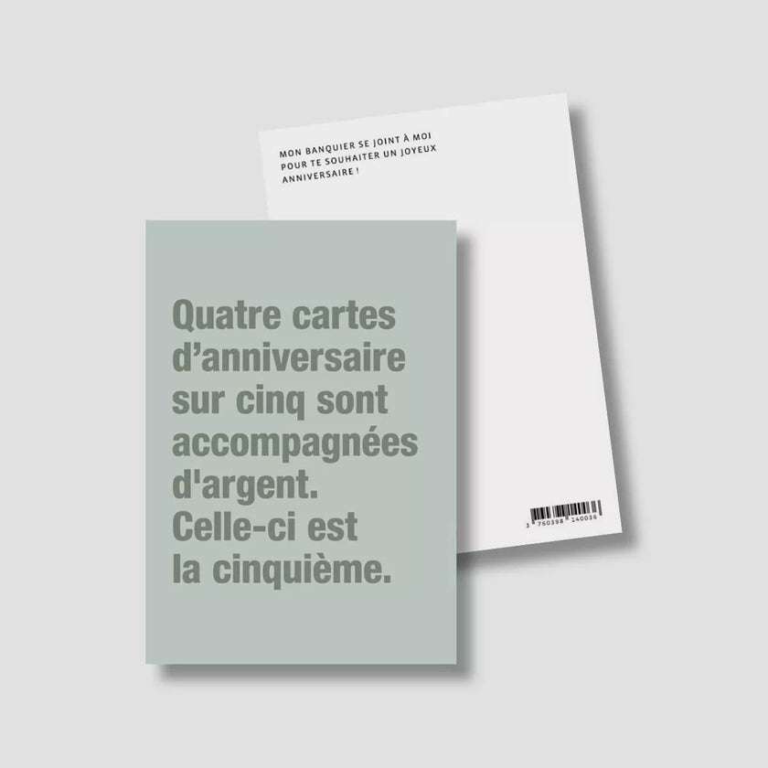 carte d'anniversaire bleu pétrole 