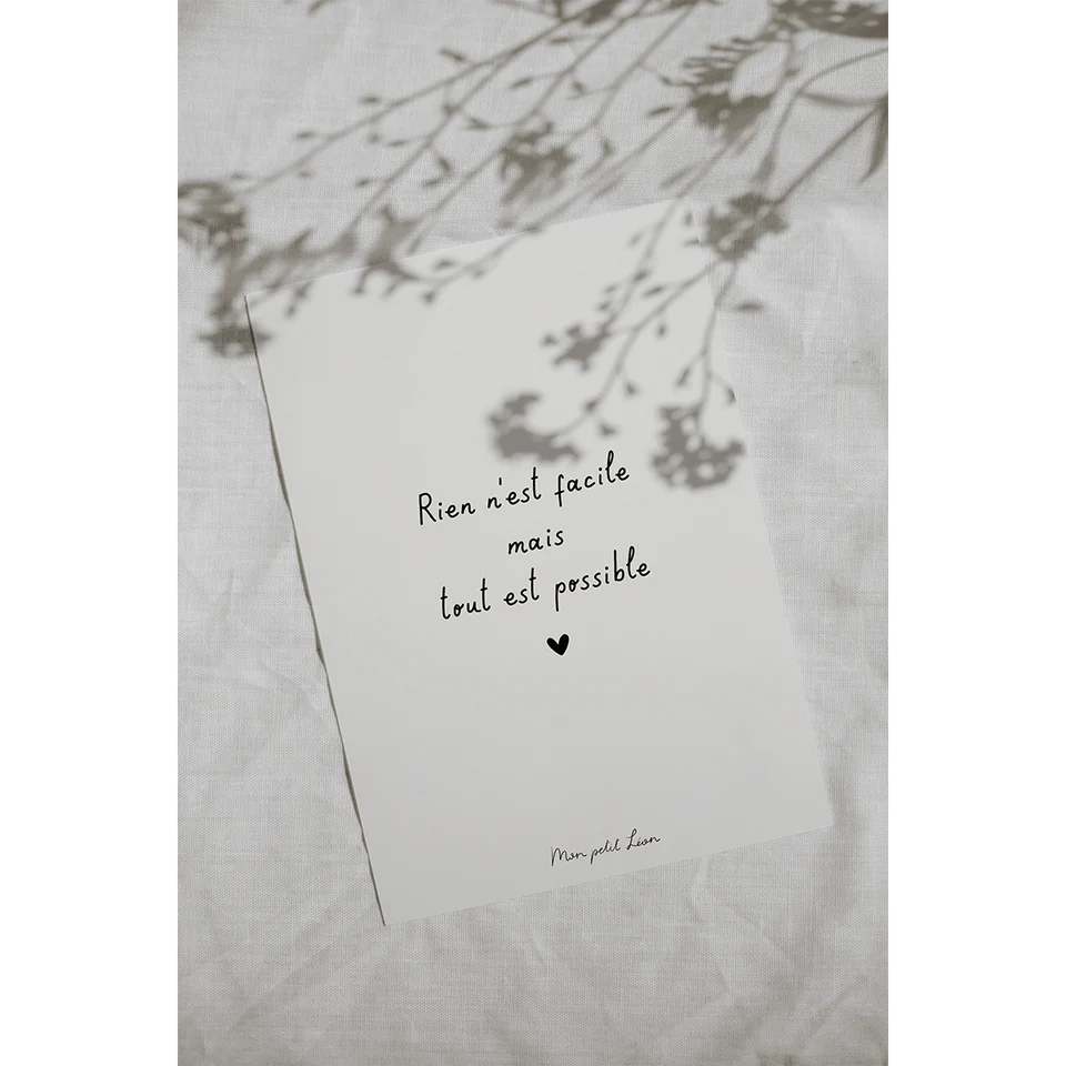 Carte A6 rien n'est facile Mon Petit Léon