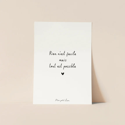 Carte A6 rien n'est facile Mon Petit Léon