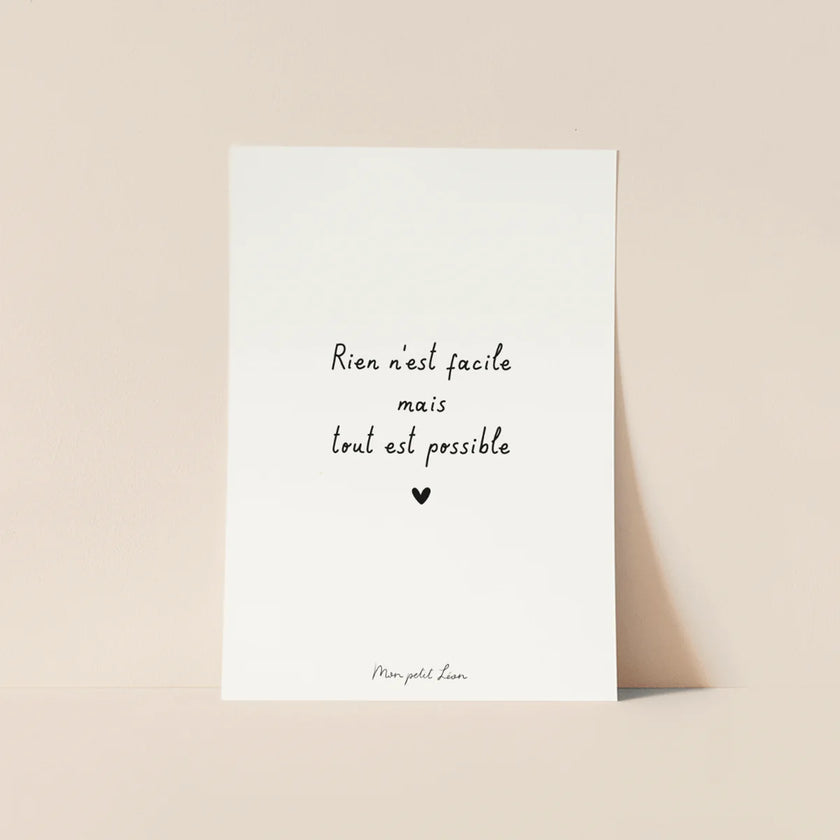 Carte A6 rien n'est facile Mon Petit Léon