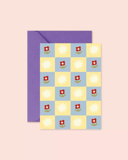 Carte damier fleur soleil ma petite vie