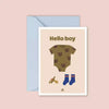 carte hello boy, body, chaussettes, tétine