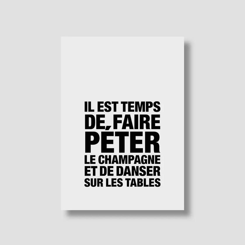 carte de fête champagne blanche