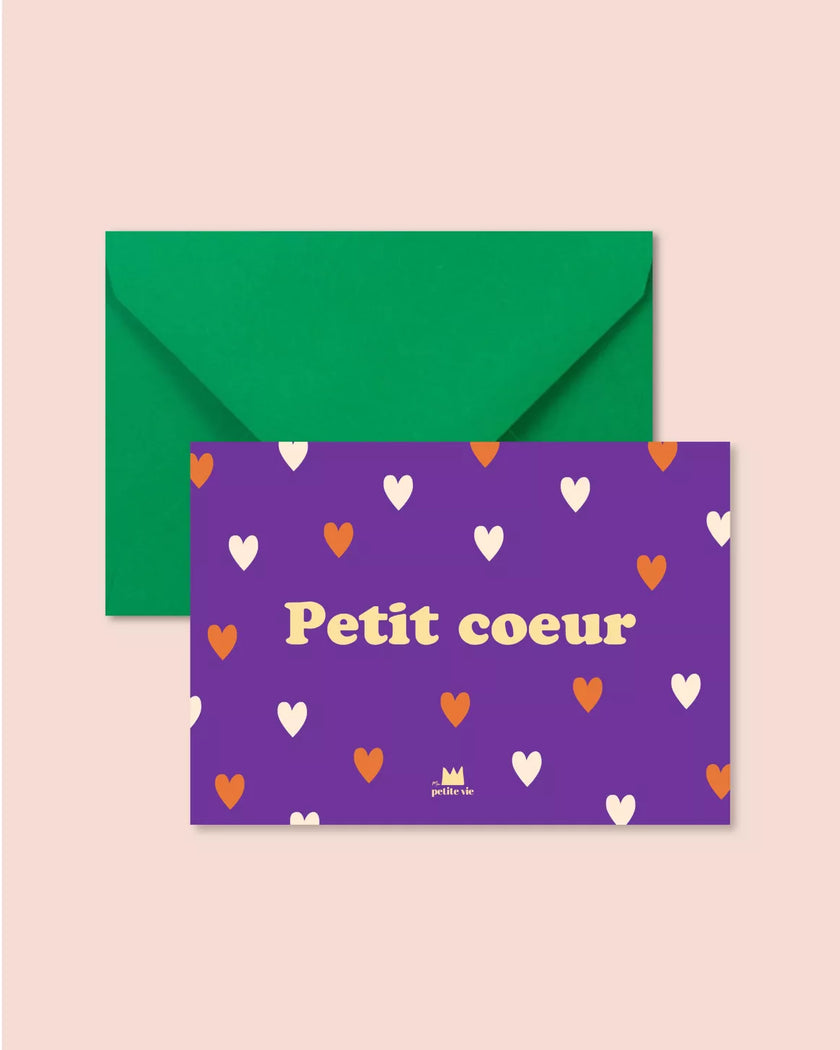 Carte petit coeur violette