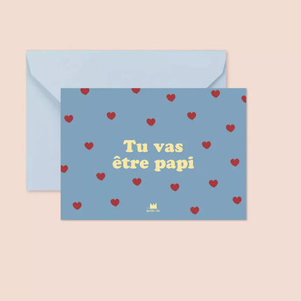 carte bleu a coeurs rouge tu vas être papi