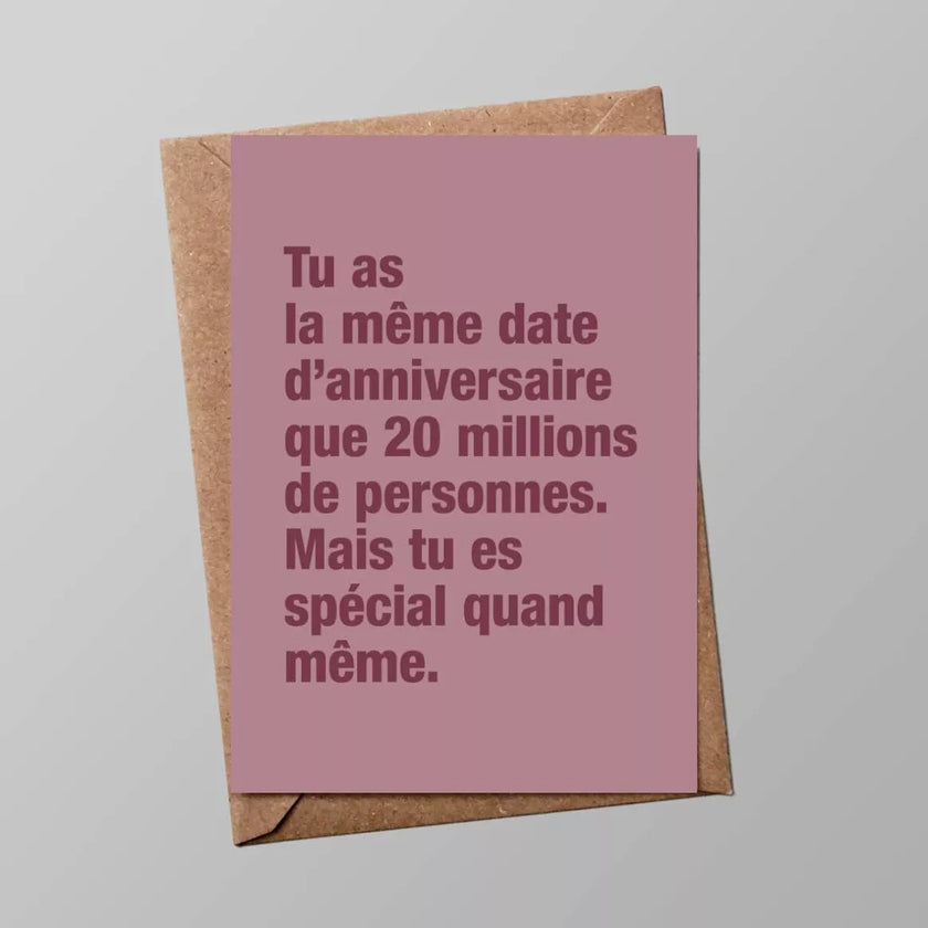 Carte d'anniversaire, tu as la même date d'anniversaire que ...