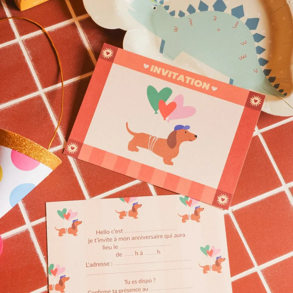Cartons d'invitations lot de 6 ma petite vie Chiens