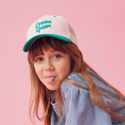 Casquette drama queen vert et rose chamaye