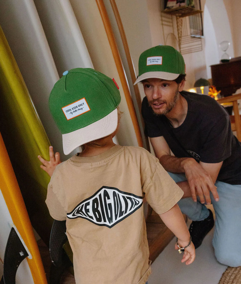 Casquette hello hossy mini olea verte et beige enfant