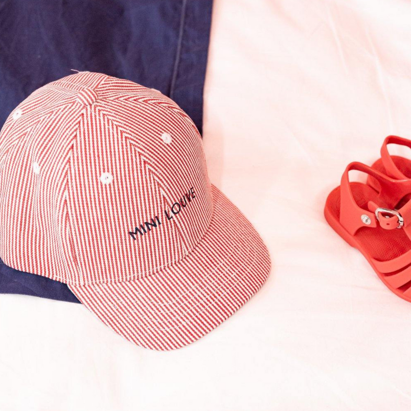 casquette mini louve rayée rouge