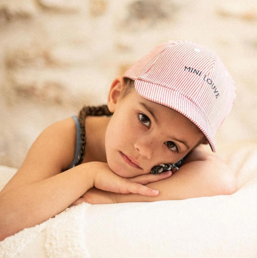 casquette mini louve rayée rouge