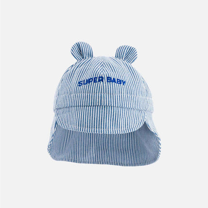 Chapeau bébé super baby chamaye rayé bleu et blanc
