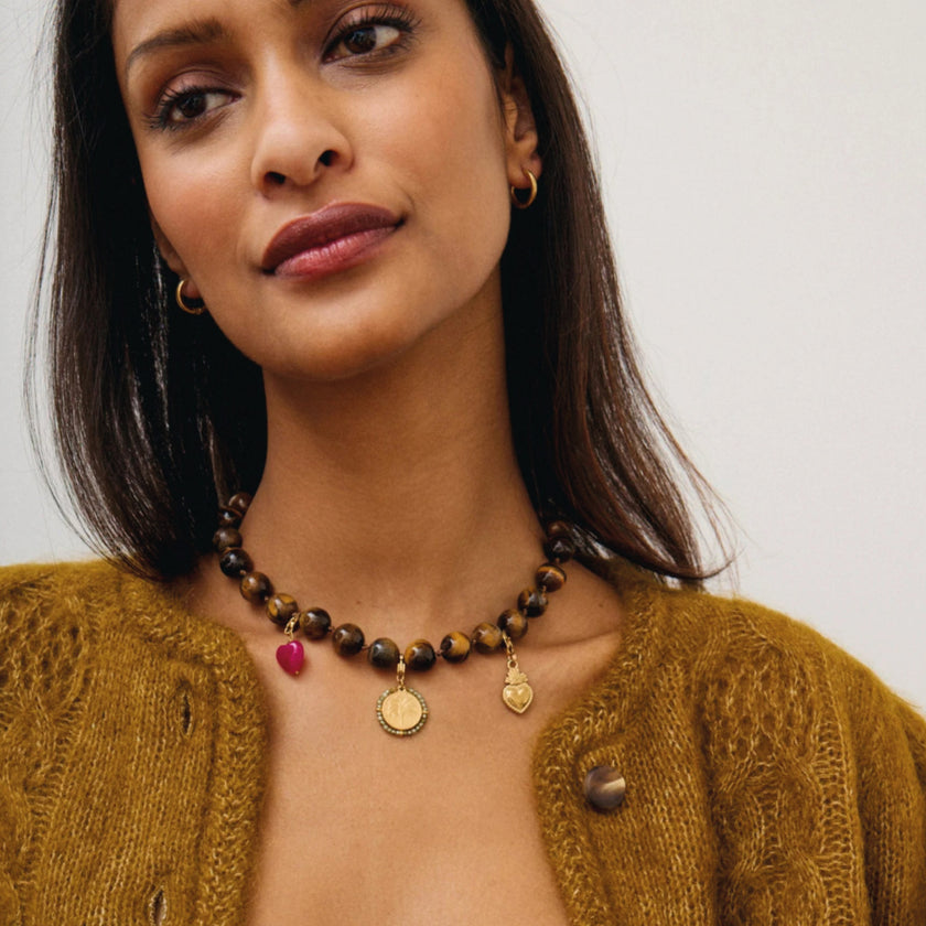 Charm Palas | Coeur Agat Fushia