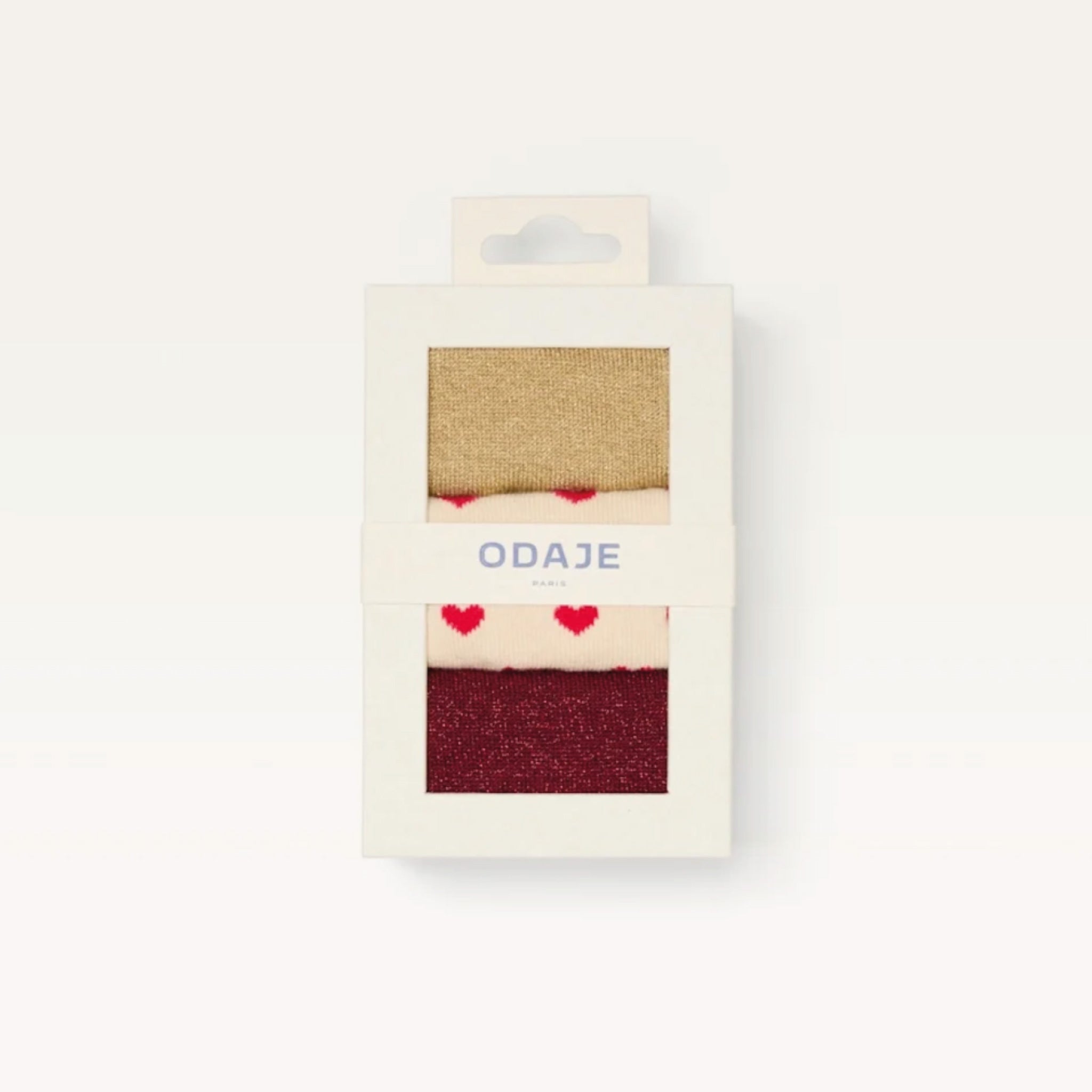Pack de 3 chaussettes | Fantaisie Petits coeurs bordeaux dorés
