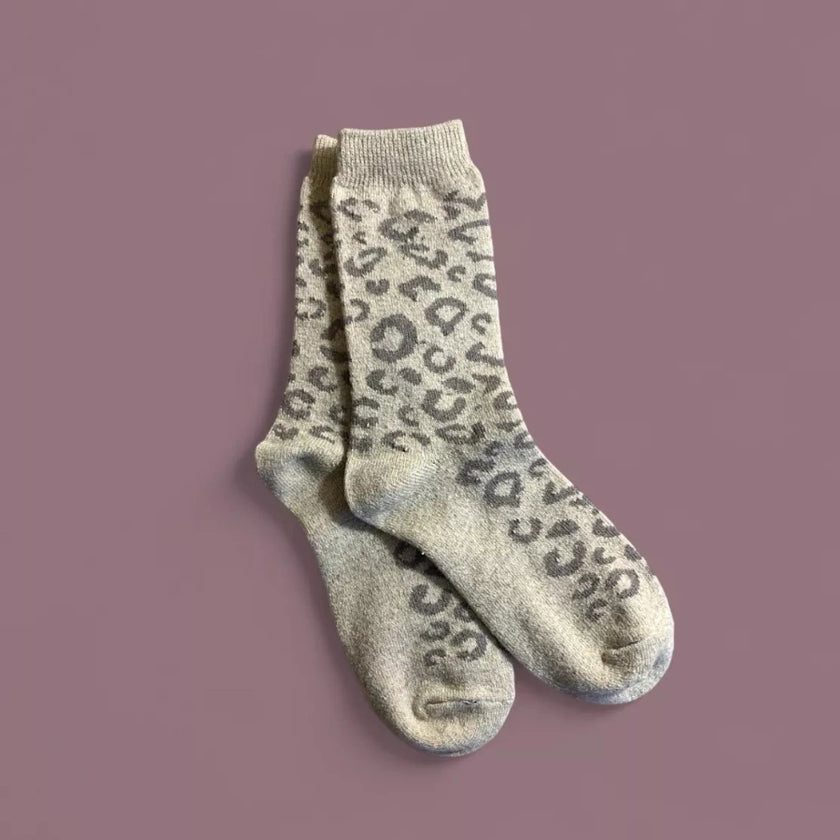 chaussette leopard beige