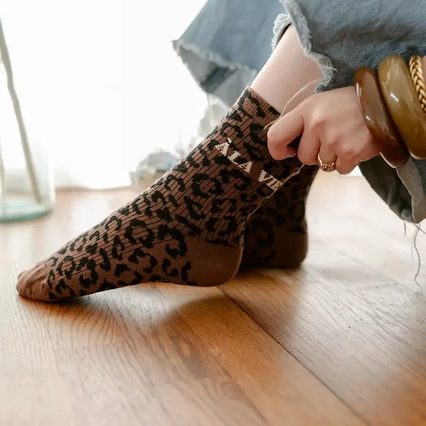 chaussettes leopard marron à la vie à la mort 