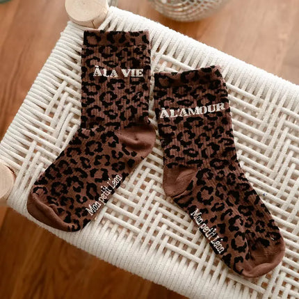 chaussettes léopard marron à la vie à l'amour 