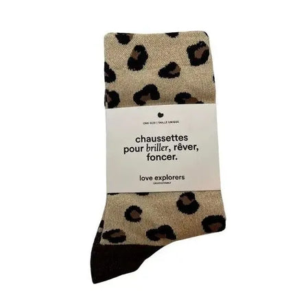 Chaussettes léopard marron love explorers