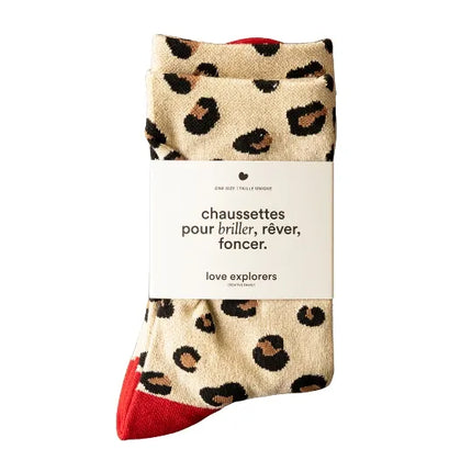 Chaussettes léopard rouge love explorers
