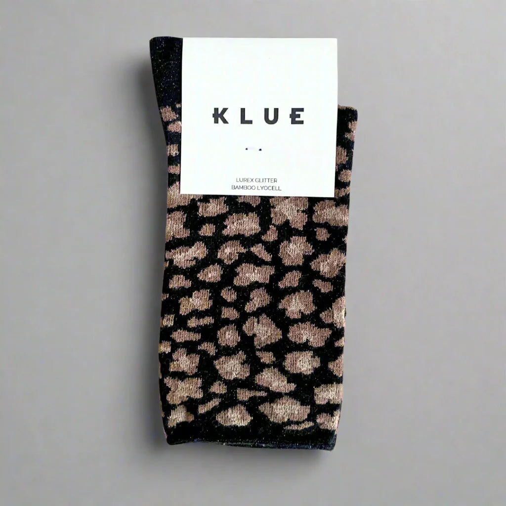Chaussettes à paillettes léopard noir Klue