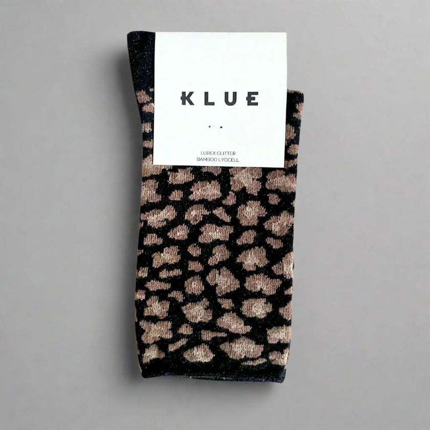 Chaussettes à paillettes léopard noir Klue