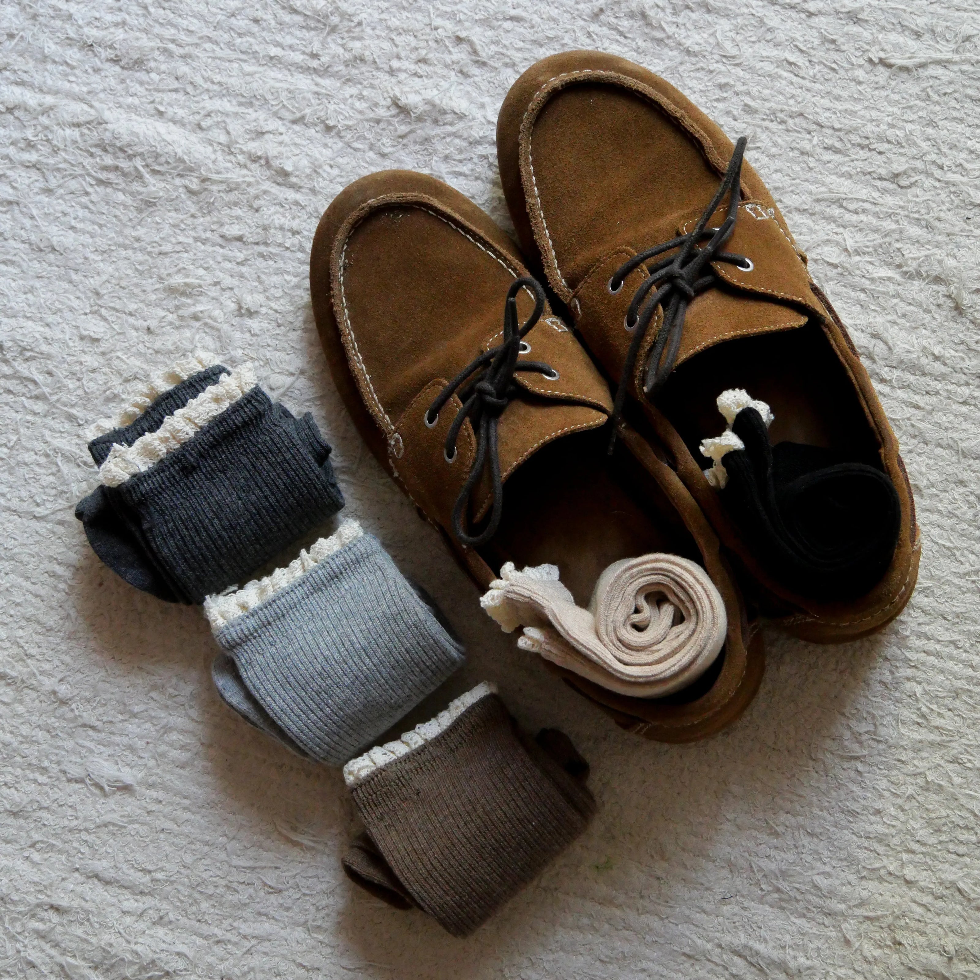 Chaussettes hautes macramé gentil coquelicot